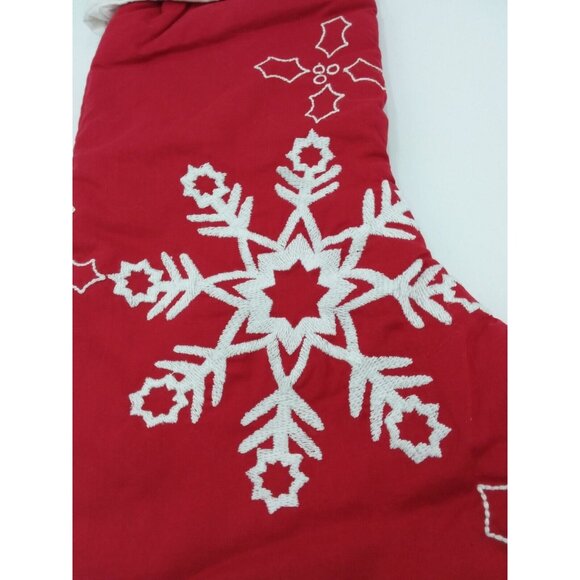 Pottery Barn Kids Olivia Christmas Stocking Snowflake Holiday Quilted Red - Picture 3 of 10